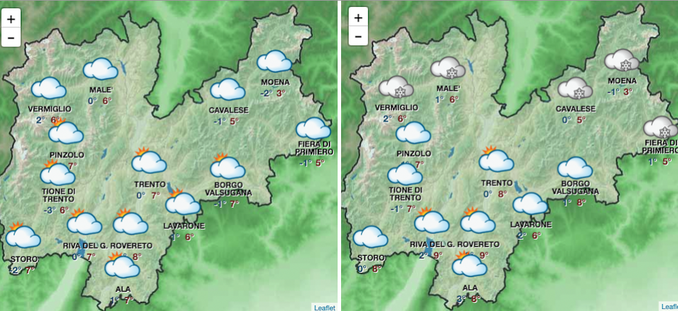 Meteo, settimana coperta e con temperature sotto la media in arrivo in Trentino: previste spolverate di neve fino a 800 metri